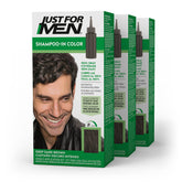 Just For Men Shampoo-In Color bottle pouring to blend gray hair naturally