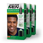 Just For Men Shampoo-In-Color Jet Black bottle for quick, natural-looking gray coverage.