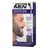 Just For Men Touch of Gray packaging shows an easy beard color solution