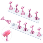 JUSTOTRY 2 sets pink nail stand display for nail art practice and presentation.