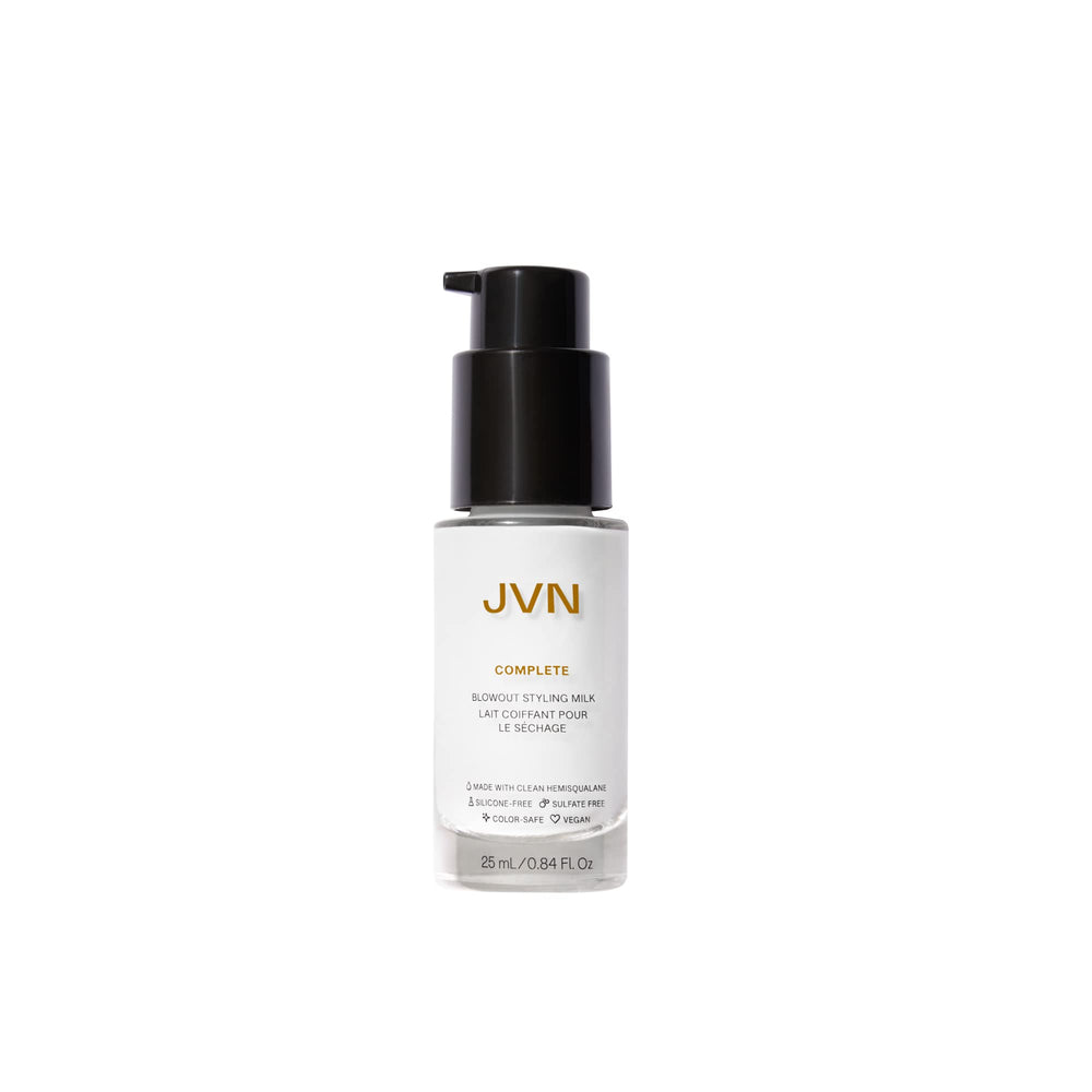 JVN Leche de peinado para secado profesional, botella, control del frizz.