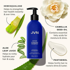 JVN Nurture hydrating conditioner bottle highlighted for detangling and shine.