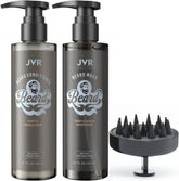 JVR beard wash bottle with rich lather for a refreshing cleanse.