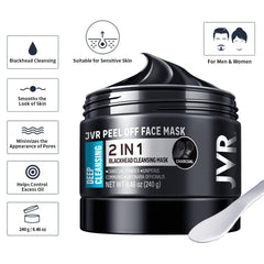 JVR Charcoal Peel-Off Mask jar texture close-up showing creamy formula with charcoal infusion.