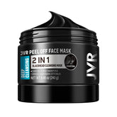 JVR Charcoal Peel-Off Mask packaging close-up highlighting premium design and cleansing routine.