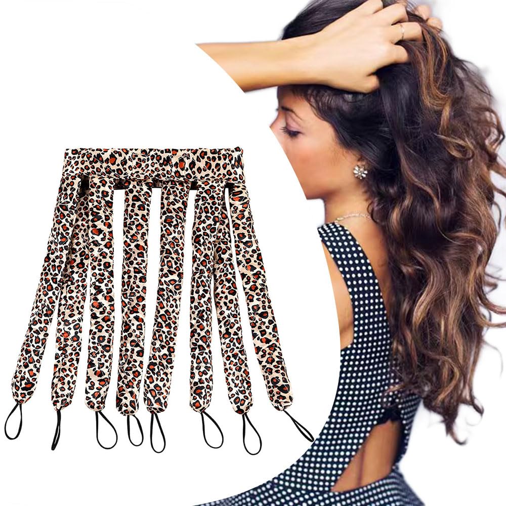 JYHi leopard print heatless curl headband for long hair with soft finish and no heat.