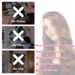 JYHi pink heatless hair curler adjustable velcro band demo for flexible sizing.
