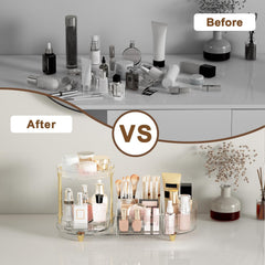 Jywantful five-compartment storage for brushes, lip glosses, and nail polishes.
