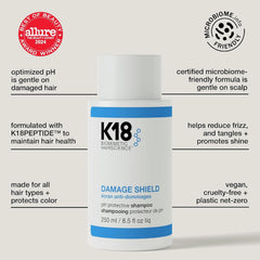 K18 Damage Shield pump bottle enabling precise dispensing for quick routines