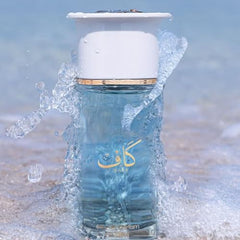 Kaaf bottle close-up, premium glass and refined spray nozzle.