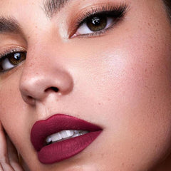 Kaely wine-red lipstick with matte velvet finish for long-lasting color.
