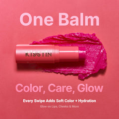 KAHI Kisstin Balm tinted glow swatch showing natural color.