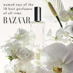 Kai eau de parfum gardenia with white exotics highlights delicate notes.