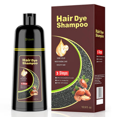 KAISASA brown hair dye shampoo bottle front for gray coverage and easy use.