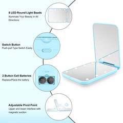 Kakuje blue compact mirror 3X close-up for precise detail checks.
