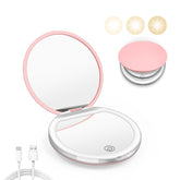 Kakuje light-ring compact mirror for precise makeup in low light.