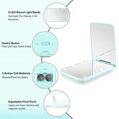 Kakuje mint green travel mirror designed for purse and bag convenience.