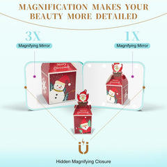 Kakuje mirror opened to 180 degrees reveals full-face details for precise makeup.