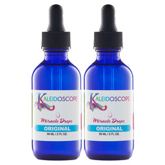 Kaleidoscope Miracle Drops bottle pouring for quick absorption and scalp refresh