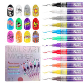 Kalolary 12-color nail art pens set for vibrant DIY nails with bold shades