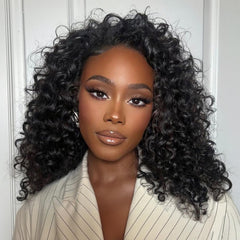Kalomonia half wig deep wave 16 inch for natural blend and volume