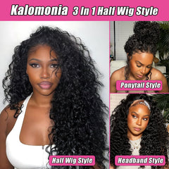 Kalomonia invisible hairline half wig blends with edges for realism