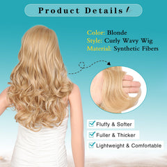 Kalyss Blonde Wig Curls Close-Up, detailed texture and fibers.