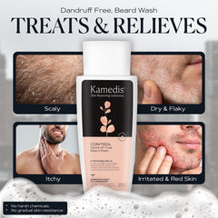 Hand massage applying wash to face and beard for cleansing