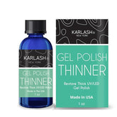Karlash Gel Polish Thinner, botella con goteo, devuelve consistencia suave para una aplicación duradera.