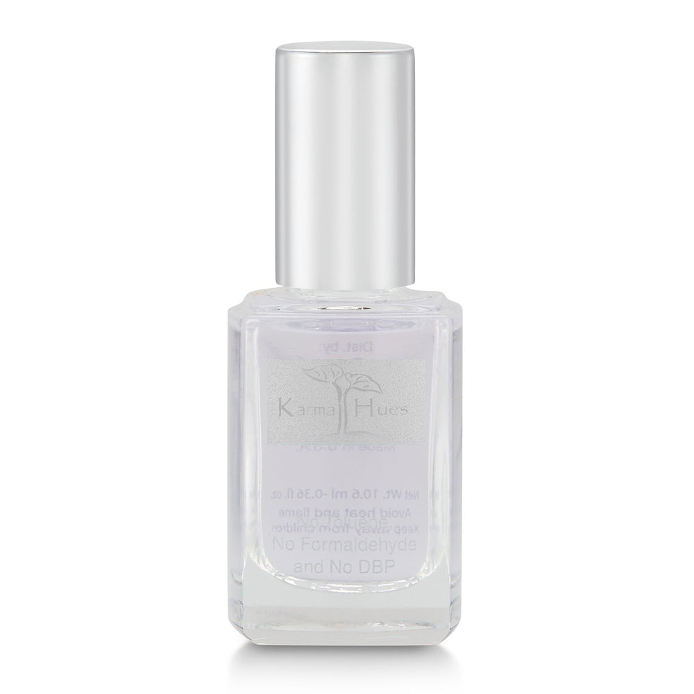 Karma Organic, capa base y capa superior 2 en 1, base estable y brillo duradero.