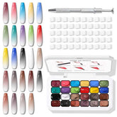 Karroy 24-color sponge-pat palette enables easy ombre and gradient nails