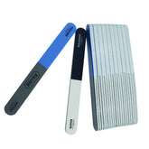 Karroy dual-sided nail file and buffer for easy shortening and shaping nails.
