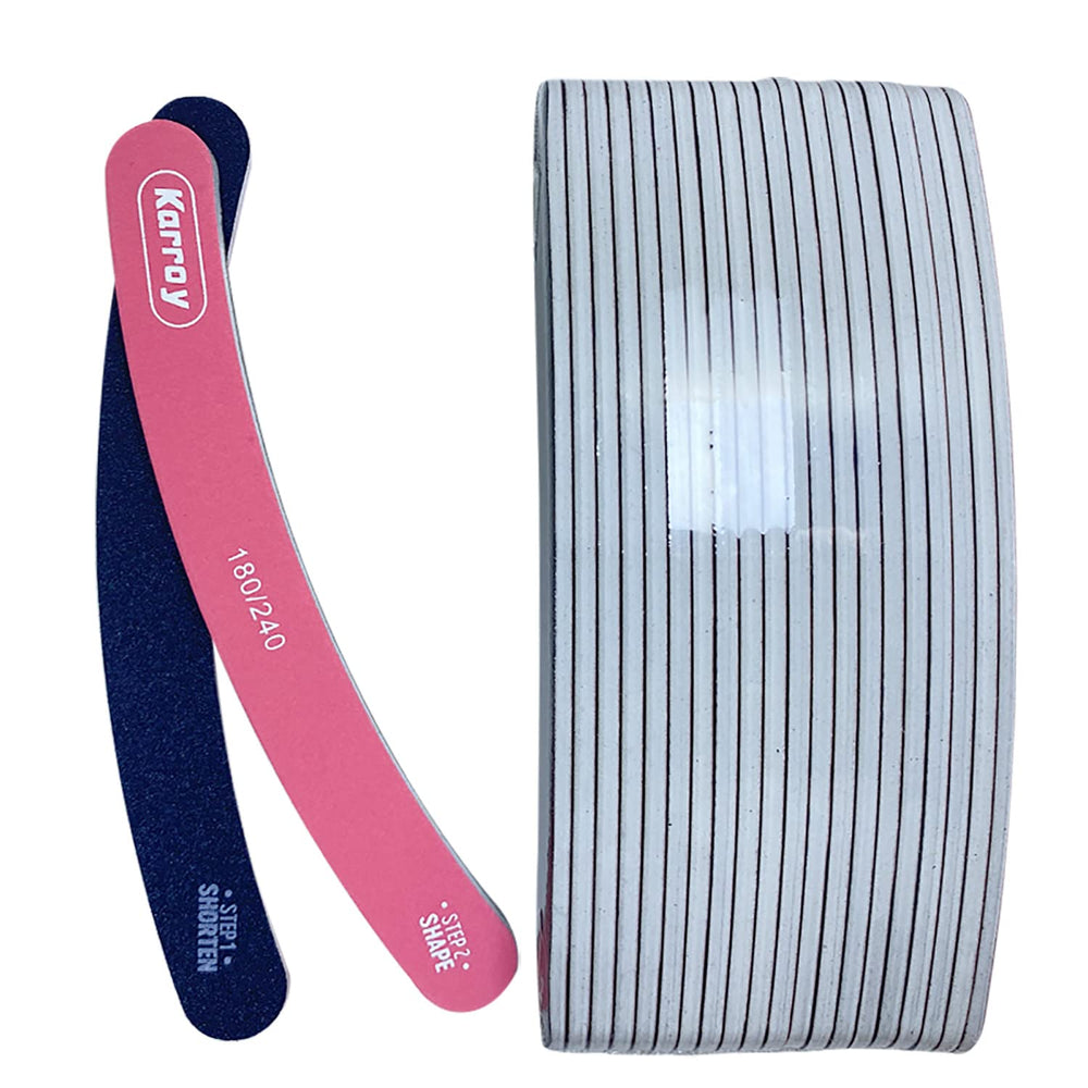 Karroy dual-sided nail file used for efficient shaping on natural nails