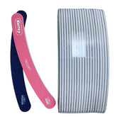 Karroy dual-sided nail file used for efficient shaping on natural nails