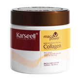 Karseell collagen hair mask jar close-up showing nourishing formula for dry, damaged hair.