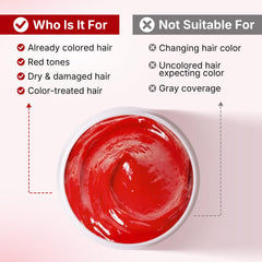 Karseell deposit action on bleached hair renews red vibrancy.
