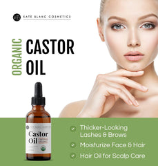 Close-up of pure castor oil for hair and skin care