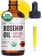 Kate Blanc Rosehip Oil bottle showing organic, lightweight hydration for the face.