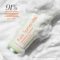 Close-up of airy foaming lather from Exfolikate Cleanser
