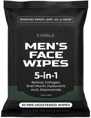 Kawala toallitas 5-en-1 para hombre con fragancia a bosque, limpieza rápida tras el gimnasio.