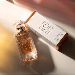 KAYALI Vanilla 28 packaging highlights vanilla orchid and amber woods.