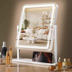 Kcavvi vanity mirror with lights showing 360° rotation for precise makeup angles