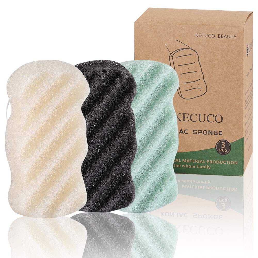 KECUCO konjac sponge for kids in three colors, gentle cleansing for sensitive skin.