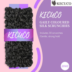KECUCO satin hair ties close-up showing glossy finish and low friction.