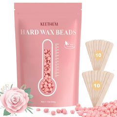 Keethem hard wax beads rose packaging for convenient at-home waxing.