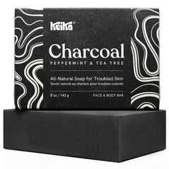 Keika Charcoal Black Soap Bar for face and body - gentle cleanse for all skin types.