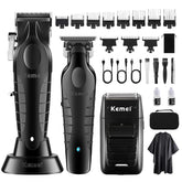 KEMEI professional hair clipper close-up showing precision blade for clean cuts.