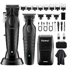 KEMEI professional hair clipper close-up showing precision blade for clean cuts.