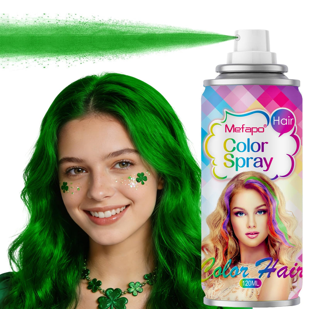 KENINA Green Hair Spray on a St Patrick's Day look with vibrant color.