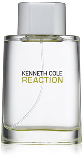 Kenneth Cole Reaction bottle front view highlights citrus-green notes for daytime energy